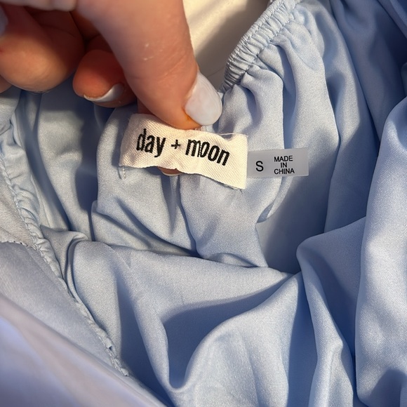 Day+Moon Light Blue Ruffle Sleeve Mini Dress Small - Picture 2 of 4